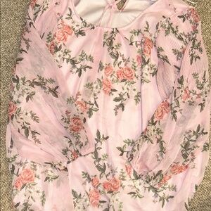 LC Lauren Conrad Pink Floral Peplum Blouse